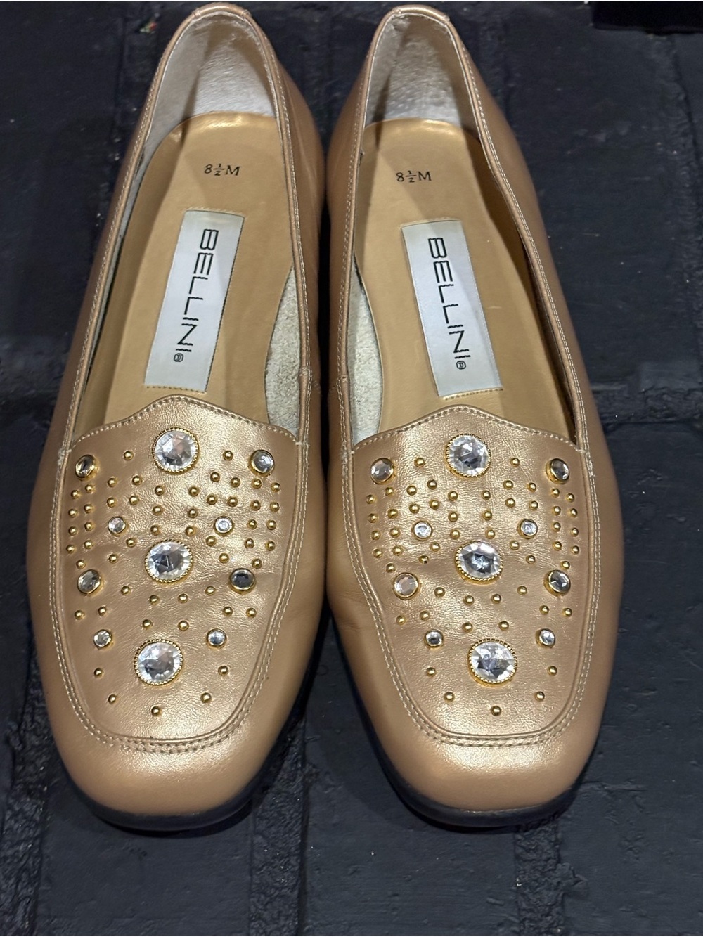 Bellini Women's Metallic Gold Jeweled Slip-On Loafers